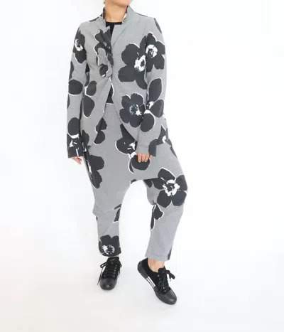 Rundholz Floral Print Tailored Blazer Jacket In Black In Gray