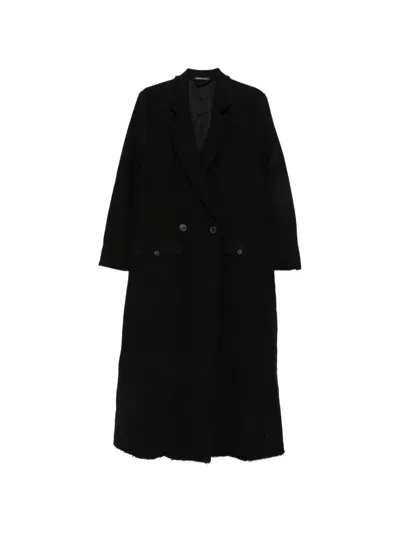 Rundholz Frayed Double-breasted Coat In Black
