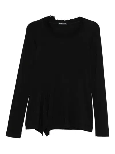 Rundholz Frayed-trim Jumper In Black