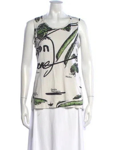 Pre-owned Rundholz Graphic Print Crew Neck Top In White