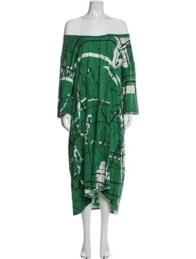 Pre-owned Rundholz Graphic Print Long Dress In Green