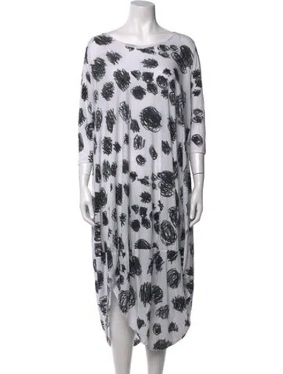 Pre-owned Rundholz Graphic Print Long Dress In White