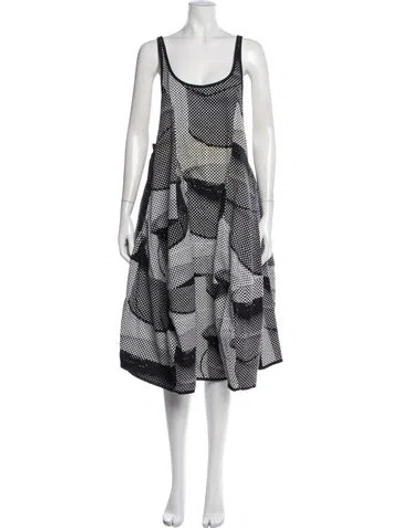 Pre-owned Rundholz Graphic Print Midi Length Dress In Black/white