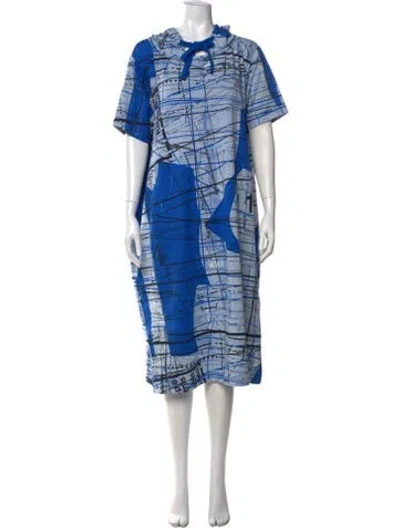Pre-owned Rundholz Graphic Print Midi Length Dress In Blue