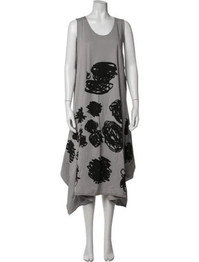 Pre-owned Rundholz Graphic Print Midi Length Dress In Grey