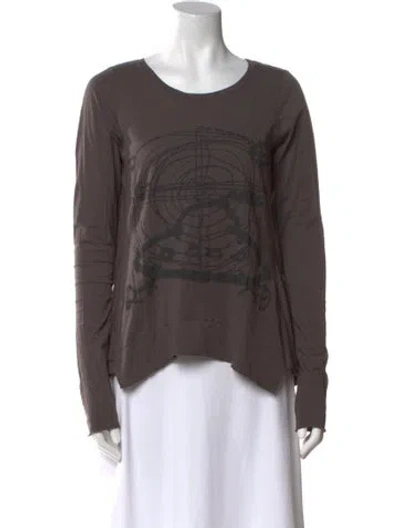 Pre-owned Rundholz Graphic Print Scoop Neck T-shirt In Brown