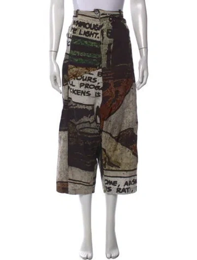 Pre-owned Rundholz Graphic Print Wide Leg Pants In Black