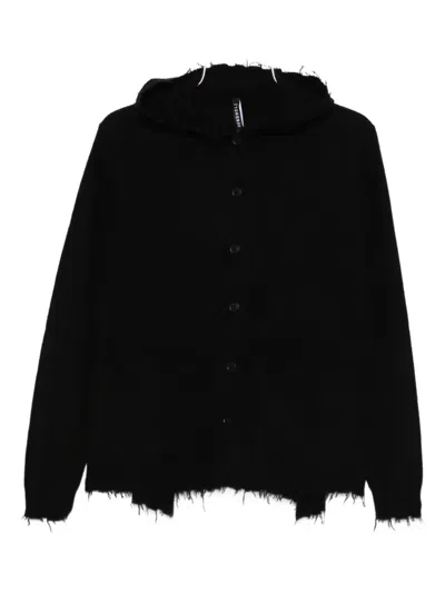 Rundholz Hooded Frayed Cardigan In Black