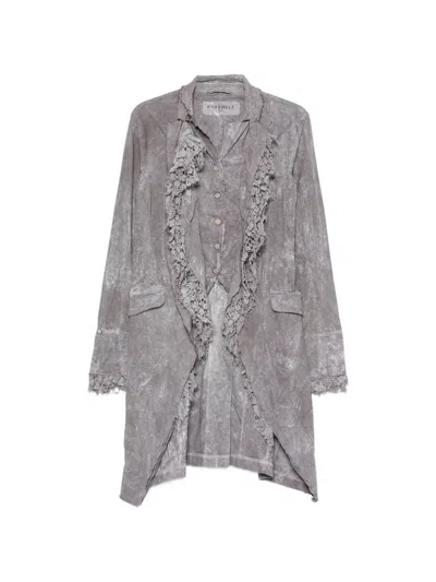Rundholz Lace-trimmed Acid-wash Coat In Gray