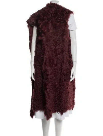 Pre-owned Rundholz Lamb Fur Fur Coat In Burgundy