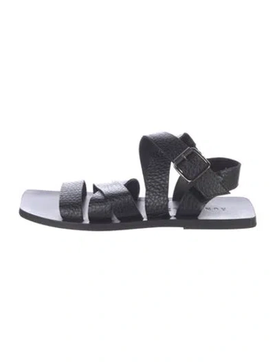 Pre-owned Rundholz Leather Gladiator Sandals In Black