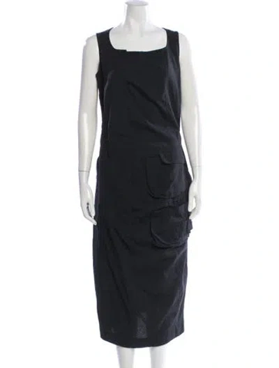 Pre-owned Rundholz Linen Midi Length Dress In Black
