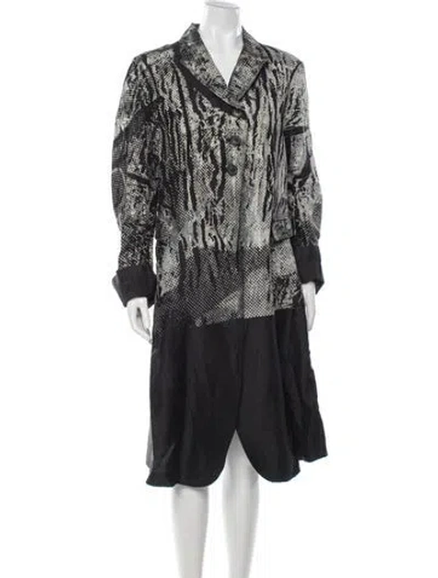 Pre-owned Rundholz Linen Printed Coat In Black