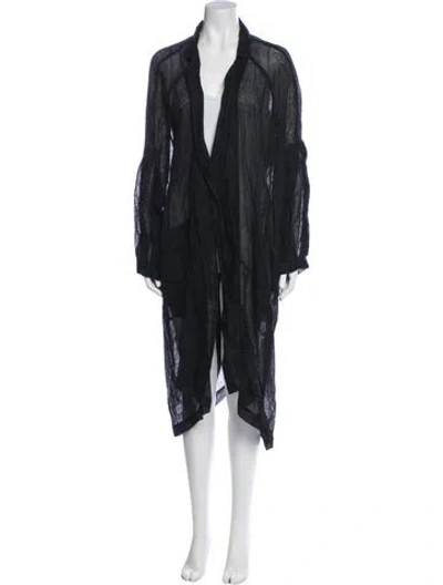 Pre-owned Rundholz Linen Printed Trench Coat In Blue