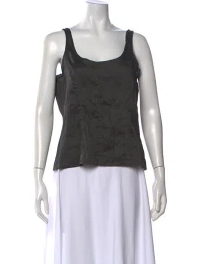 Pre-owned Rundholz Linen Scoop Neck Top In Gray