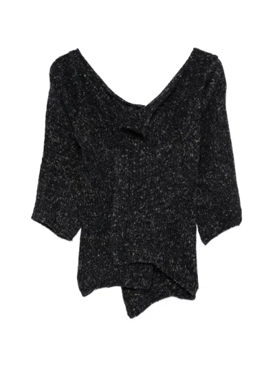 Rundholz Melange-effect Asymmetric Sweater In Black