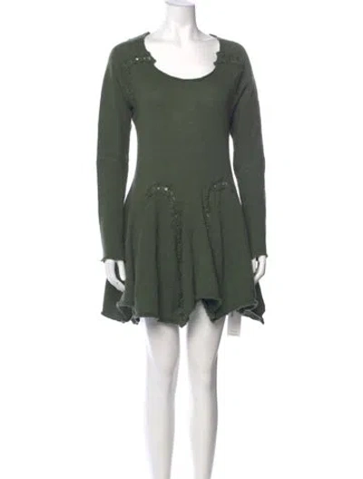 Pre-owned Rundholz Merino Wool Scoop Neck Sweater In Green