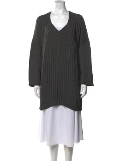 Pre-owned Rundholz Merino Wool V-neck Sweater In Gray