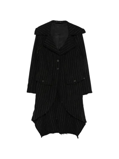 Rundholz Pinstripe-pattern Raw-edge Coat In Black