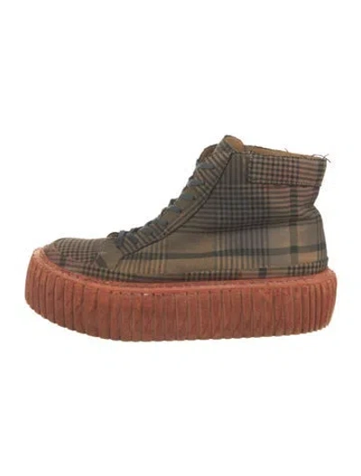 Pre-owned Rundholz Plaid Print Boots In Brown