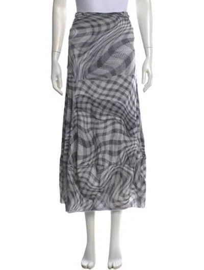 Pre-owned Rundholz Plaid Print Long Skirt In Grey