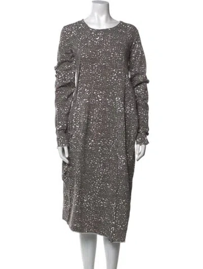 Pre-owned Rundholz Printed Midi Length Dress In Grey