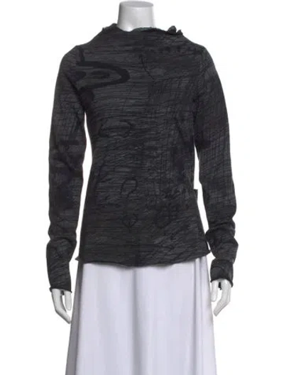 Pre-owned Rundholz Printed Mock Neck Top In Grey
