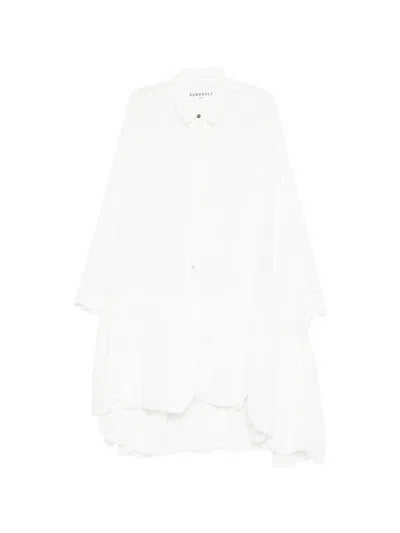 Rundholz Ruffled Tiered Dress In White