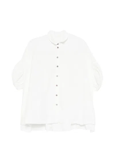 Rundholz Ruffled-sleeve Shirt In White