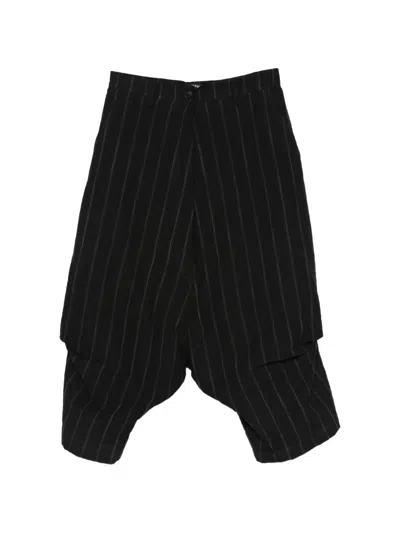 Rundholz Striped Cropped Trousers In Black