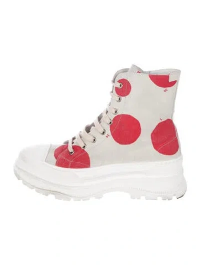 Pre-owned Rundholz Suede Polka Dot Print Wedge Sneakers In White
