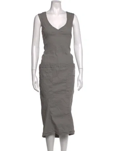 Pre-owned Rundholz V-neck Midi Length Dress In Grey