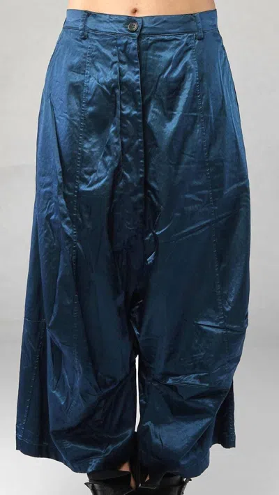 Rundholz Wide Leg Satin Trousers In Ink In Blue