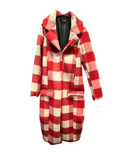 Rundholz Women Grand Gingham Wool Coat In Sunset Check In Red