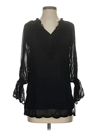 Pre-owned Rungolee 3/4 Sleeve Blouse In Black