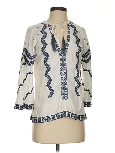 Pre-owned Rungolee 3/4 Sleeve Blouse In Ivory