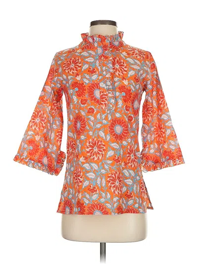 Pre-owned Rungolee 3/4 Sleeve Blouse In Orange