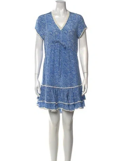 Pre-owned Rungolee Floral Print Mini Dress In Blue