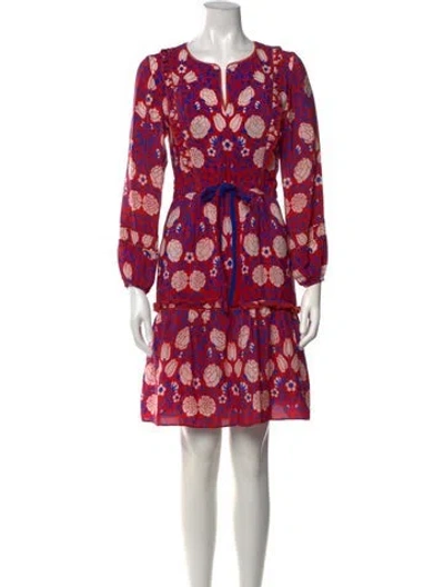 Pre-owned Rungolee Floral Print Mini Dress In Red