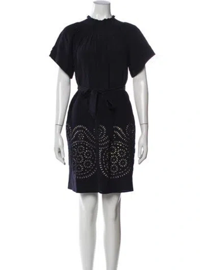 Pre-owned Rungolee Lace Pattern Knee-length Dress In Blue