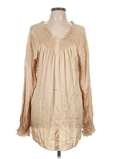 Pre-owned Rungolee Long Sleeve Blouse In Tan
