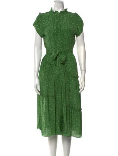 Pre-owned Rungolee Printed Midi Length Dress In Green
