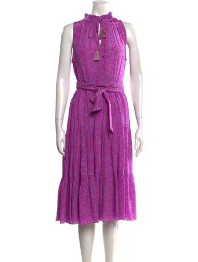 Pre-owned Rungolee Printed Midi Length Dress In Purple