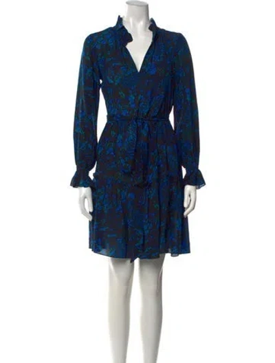 Pre-owned Rungolee Printed Mini Dress In Blue