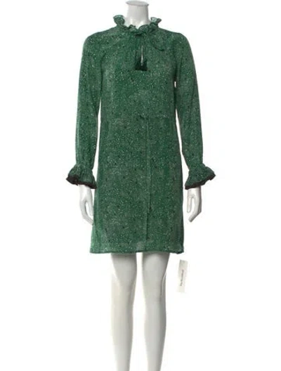 Pre-owned Rungolee Printed Mini Dress In Green