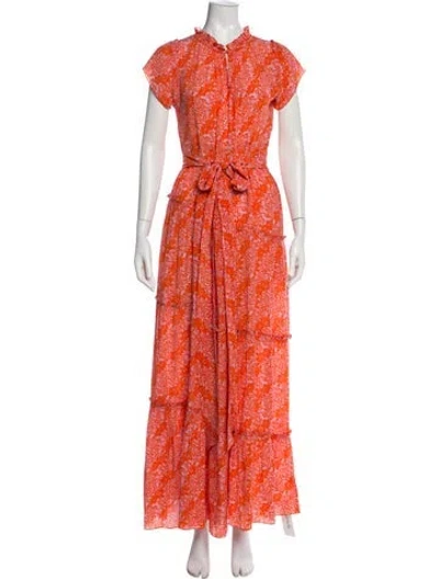 Pre-owned Rungolee Silk Long Dress In Orange