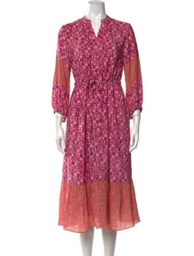Pre-owned Rungolee Silk Midi Length Dress In Pink