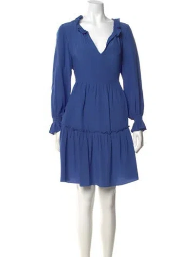Pre-owned Rungolee V-neck Knee-length Dress In Blue