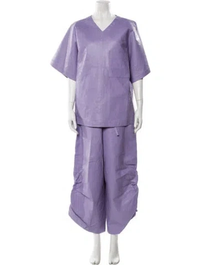 Pre-owned Runway Marc Jacobs 2022 Leather Pant Set W/ Tags In Purple