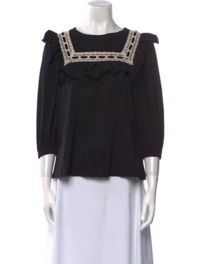 Pre-owned Runway Marc Jacobs Bateau Neckline Three-quarter Sleeve Blouse In Black